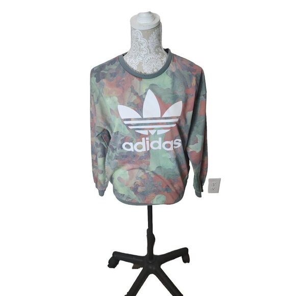 Adidas Womens Pastel Camo Crewneck Sweatshirt W/pockets Athleisure XS - Picture 1 of 8